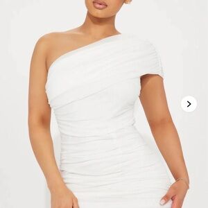 Fashion Nova White One-Shoulder Dress